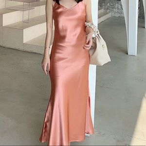 Champaign Rose Luxury Silk Satin Slip Dress